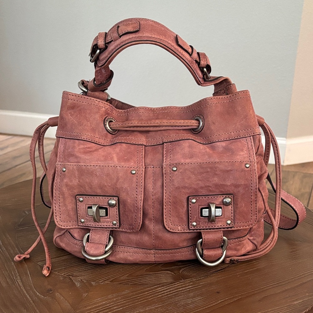 Juicy Couture Vintage Y2K "Lady Lock" / "Lolita" drawstring leather bag.